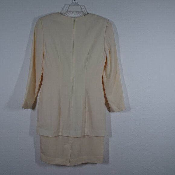 Donna Ricco Wool Dress Women's Petite Size 4P Ivory Lined Back Zip Vintage - Picture 5 of 9